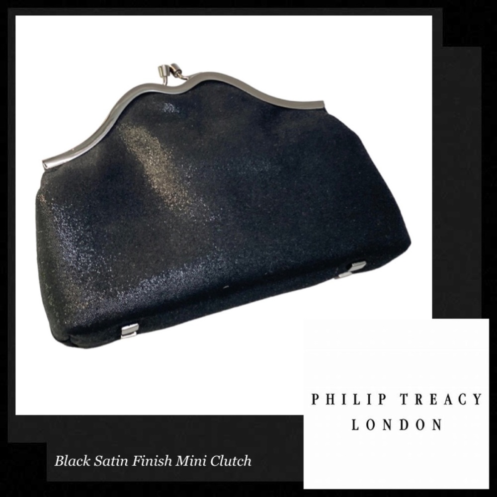 PHILIP TREACY LONDON Black Satin Finish Mini Clutch